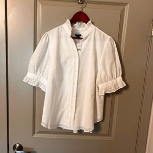 Ann Taylor White Cotton Button Down Blouse